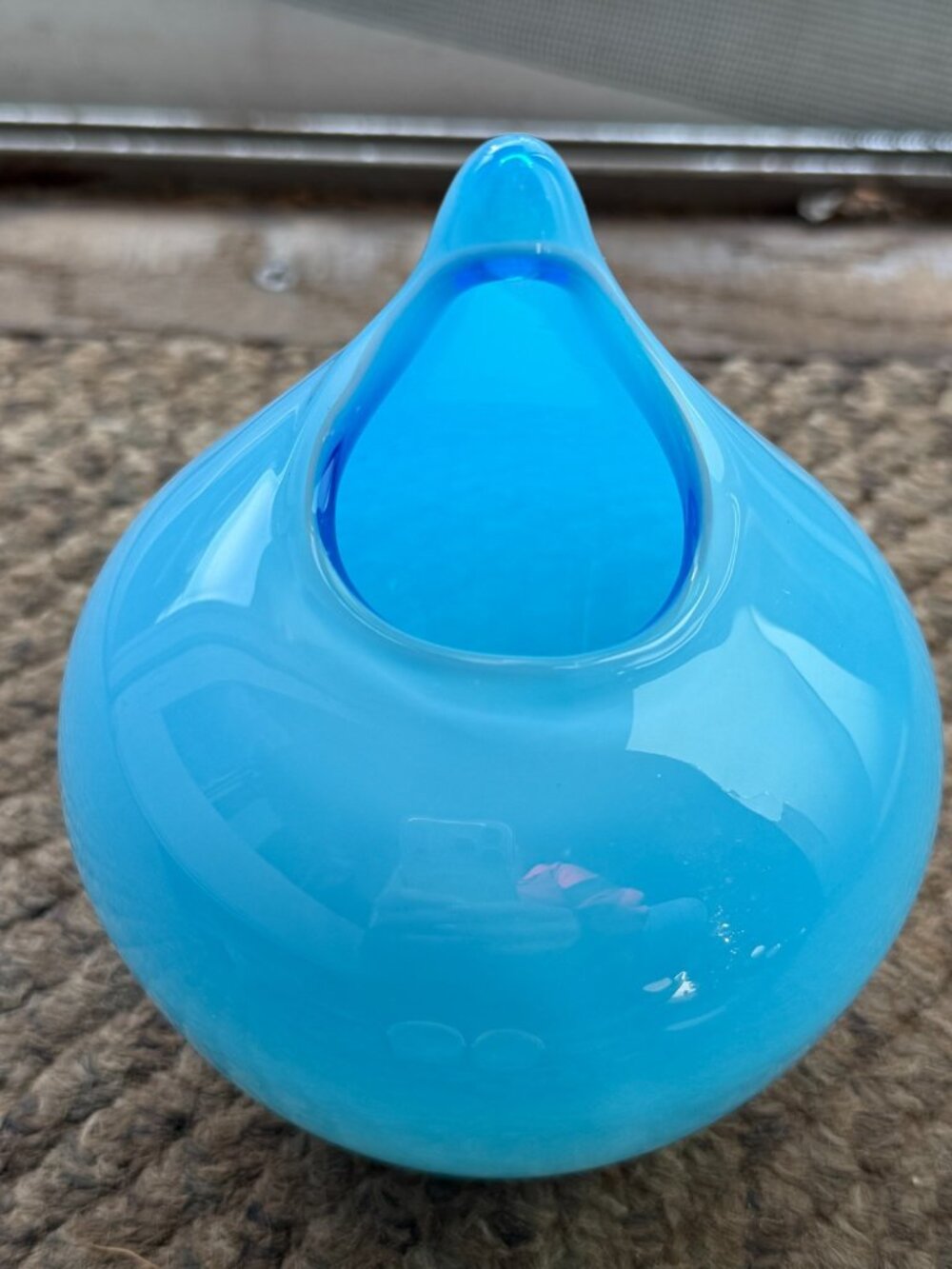 Burton & Burton Handblown Tear Drop Blue Fade Opaline Vase